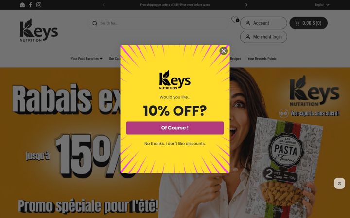Ekrano kopija keysnutrition.com