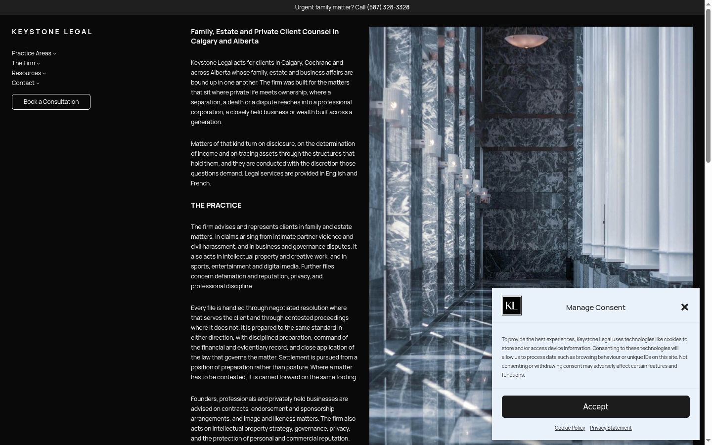 Captura de pantalla del banner de consentimiento mostrado antes de cualquier interacción