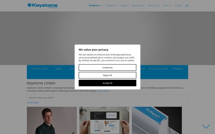 Screenshot of keystonelintels.com