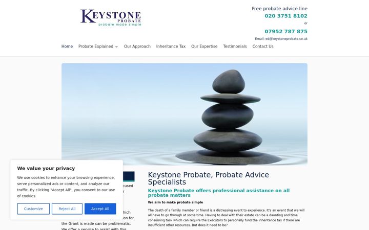 Screenshot of keystoneprobate.co.uk
