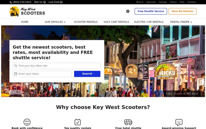 Screenshot of keywestscooters.com