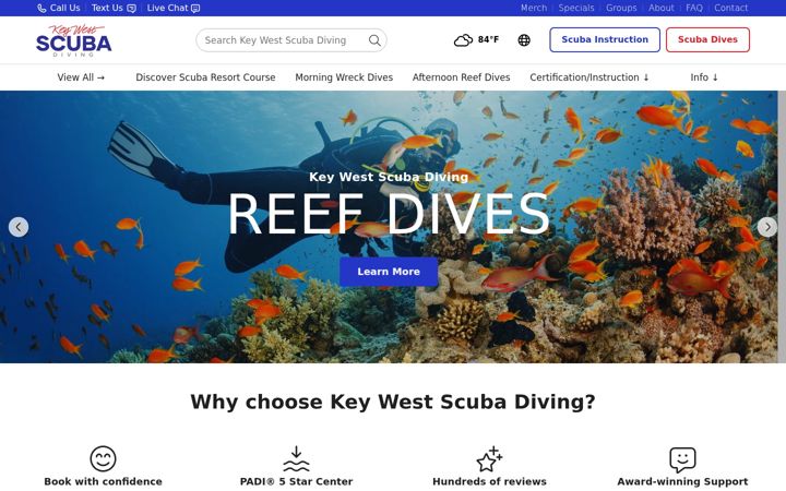 Screenshot of keywestscubadiving.com