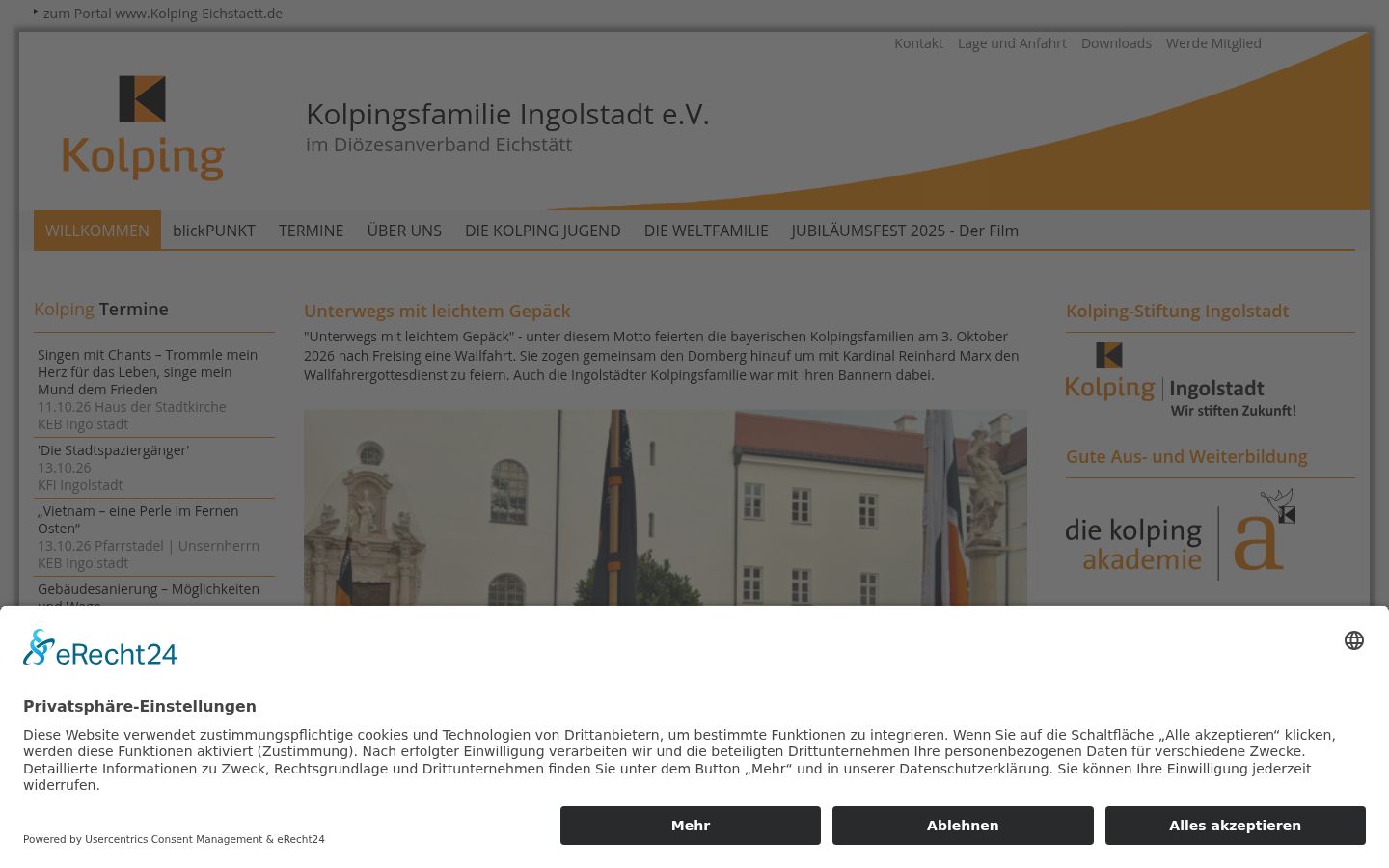 Snimka zaslona bannera za privolu prikazanog prije bilo kakve interakcije