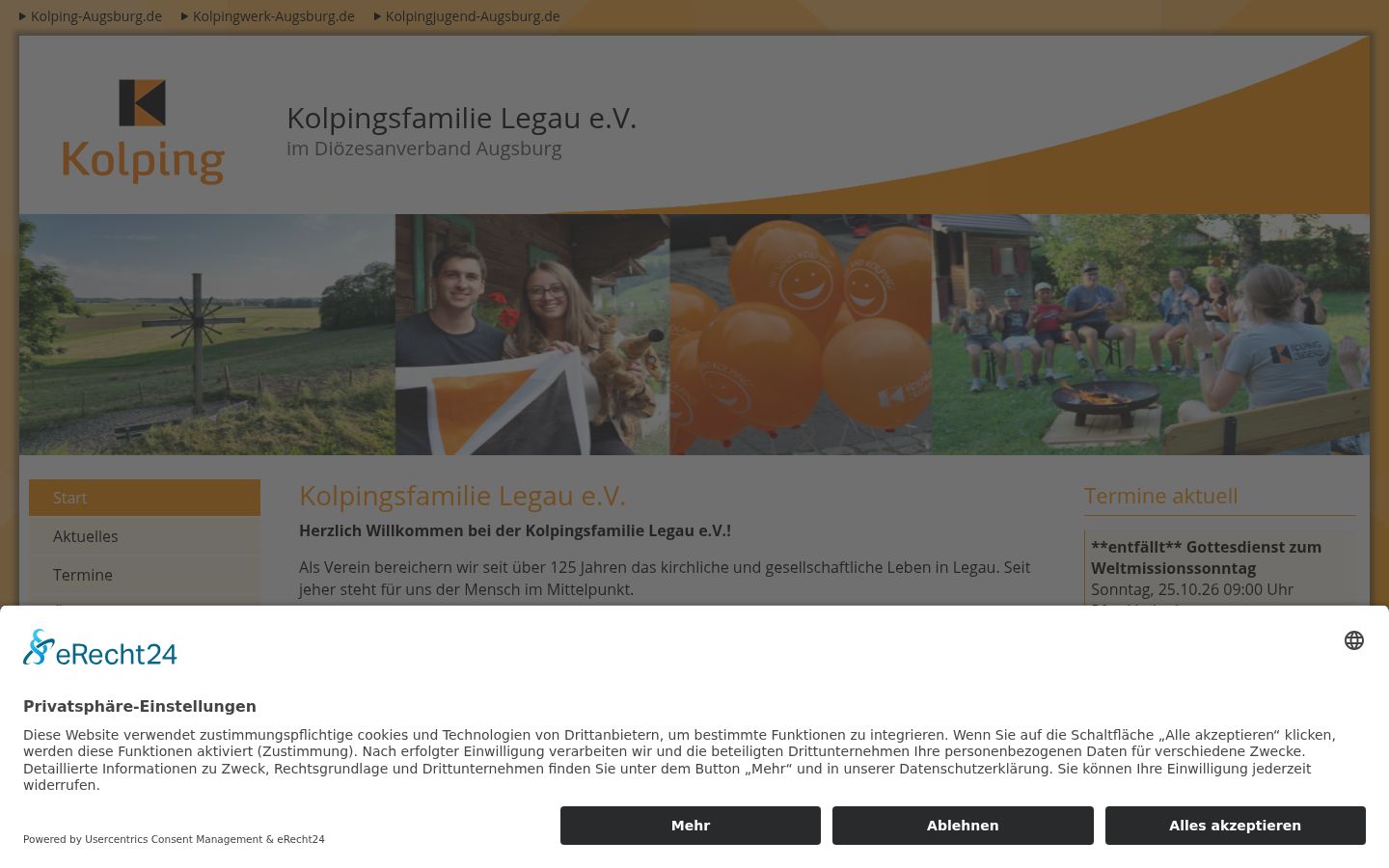 Skärmbild av samtyckesbannern som visades före någon interaktion
