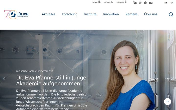 Screenshot of kfa-juelich.de
