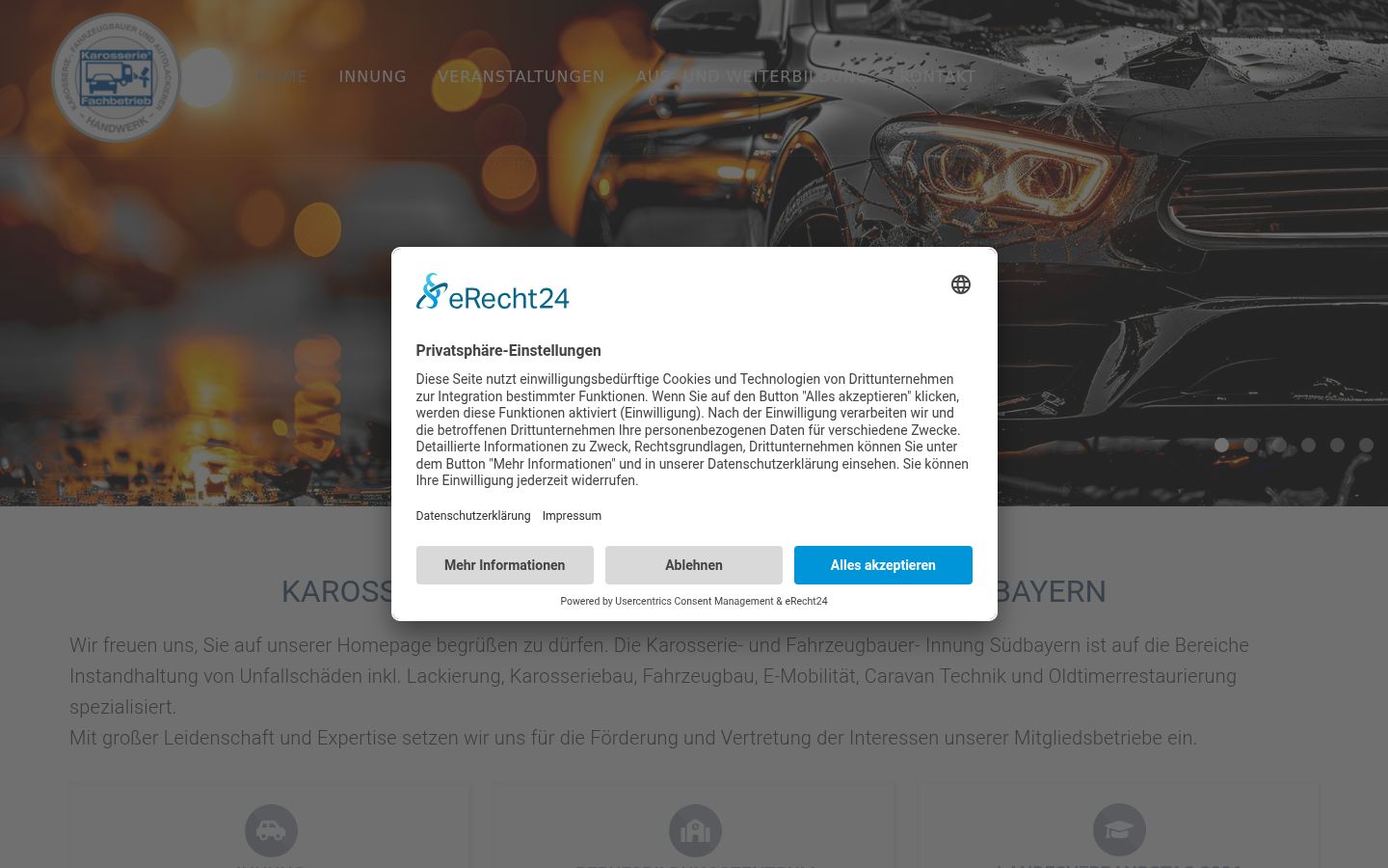 Screenshot del banner di consenso mostrato prima di qualsiasi interazione