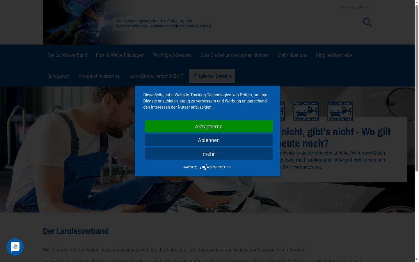 Screenshot of the consent banner shown before any interaction