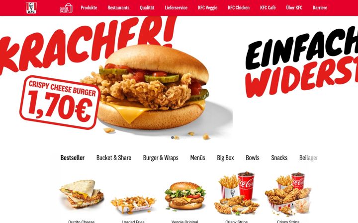 Screenshot of kfc.co.at