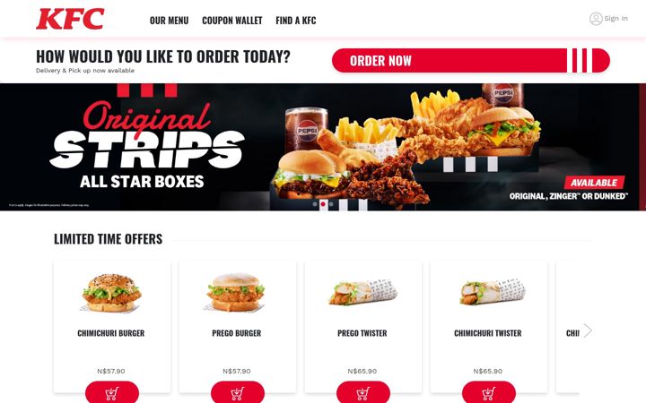 Screenshot of kfcnamibia.com