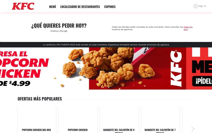 Screenshot of kfcpuertorico.com