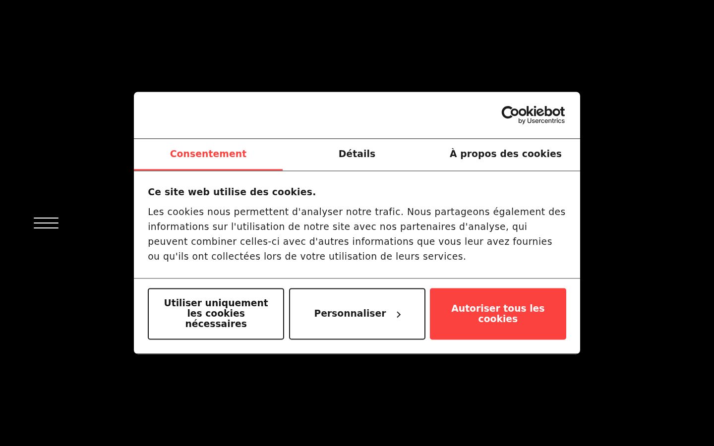 Captura de pantalla del banner de consentimiento mostrado antes de cualquier interacción