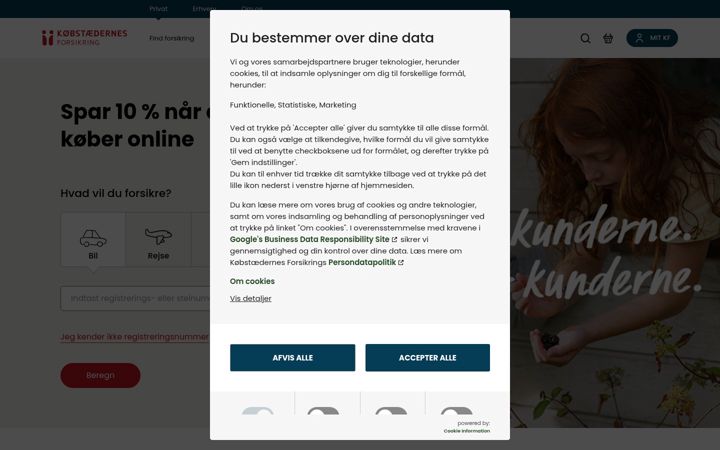 Screenshot of kfforsikring.dk