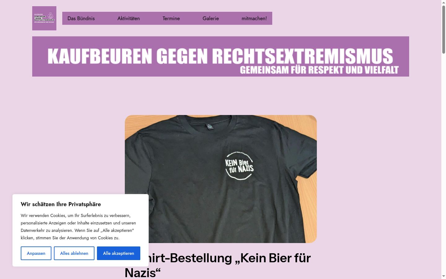 Screenshot of the consent banner shown before any interaction
