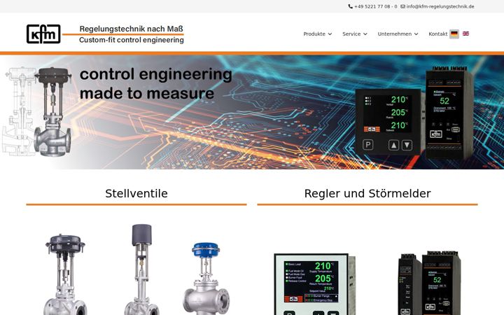 Ekraanipilt saidist kfm-regelungstechnik.de
