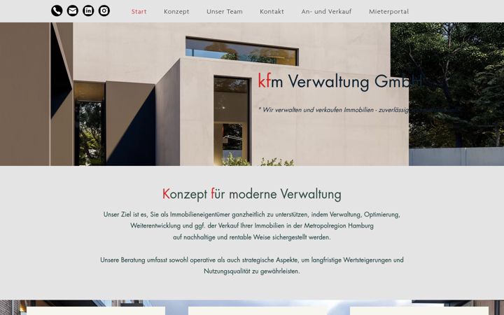 Screenshot of kfmverwaltung.de
