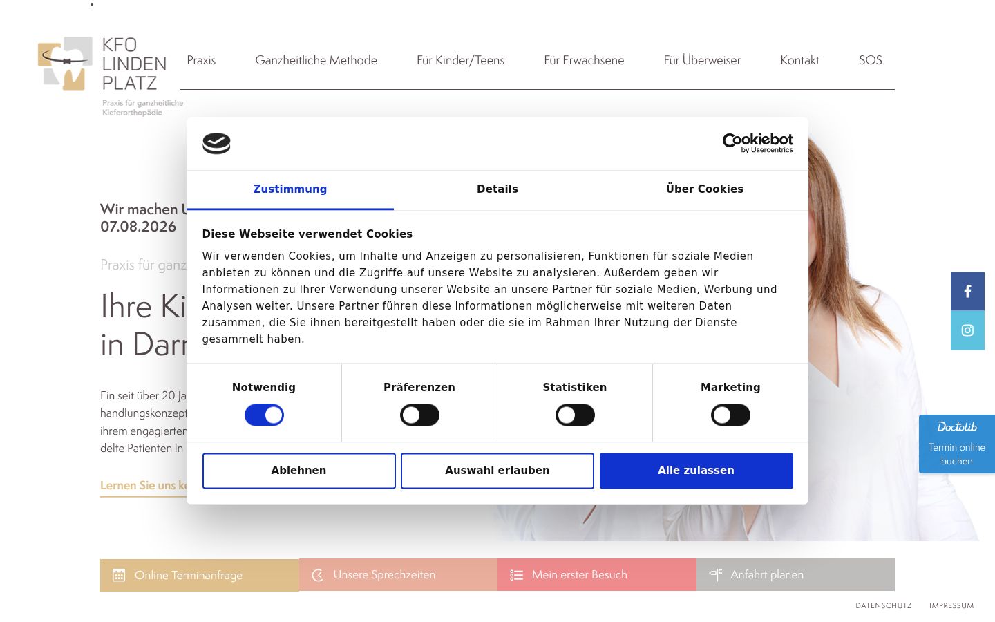 Screenshot van de toestemmingsbanner zoals getoond vóór enige interactie