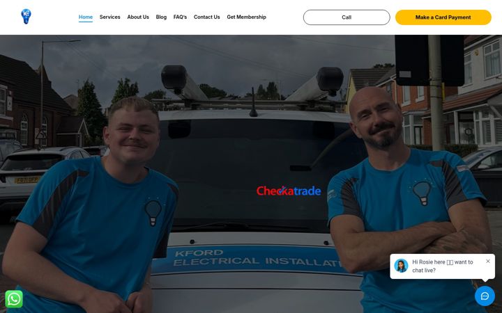 Screenshot of kfordelectrical.co.uk