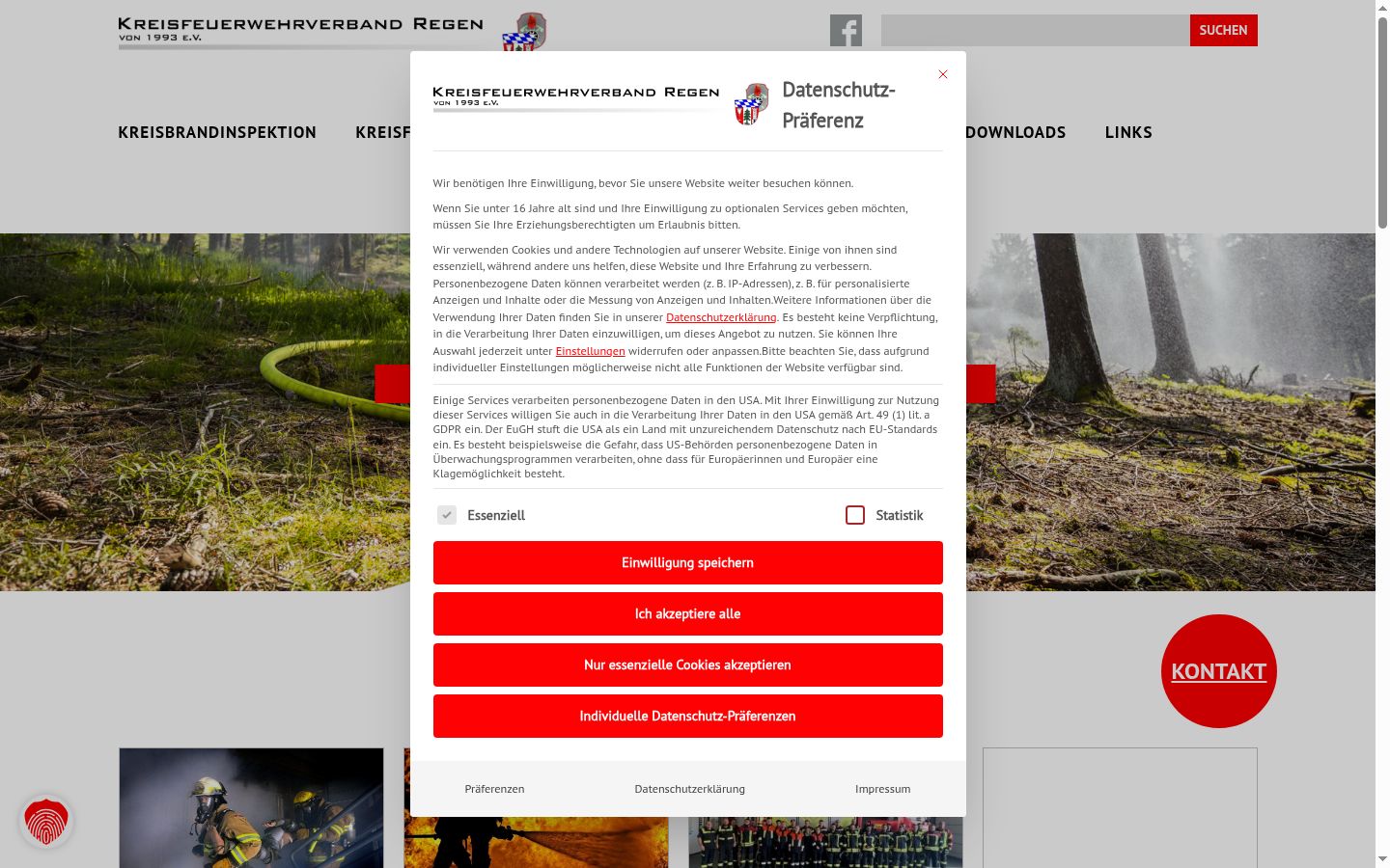 Capture d'écran de la bannière de consentement affichée avant toute interaction