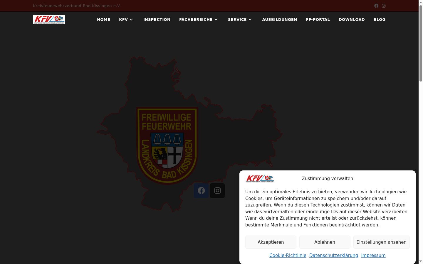 Captura de ecrã do banner de consentimento apresentado antes de qualquer interação