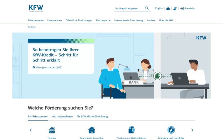 Screenshot of kfw.de
