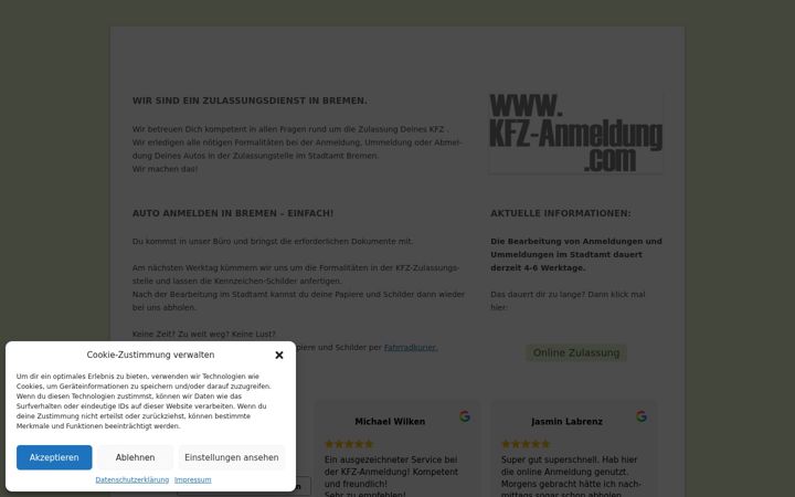 Screenshot of kfz-anmeldung.com