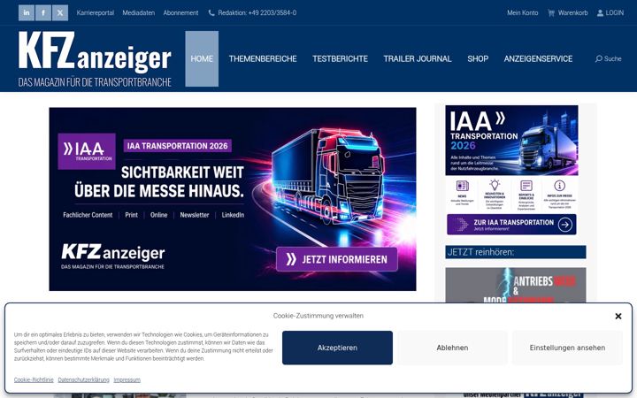 Screenshot of kfz-anzeiger.com