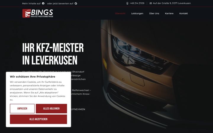Screenshot of kfz-bings.de
