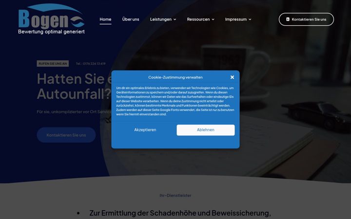 Screenshot of kfz-gutachten-bogen.de