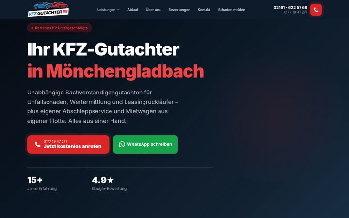Screenshot of kfz-gutachten-es.de