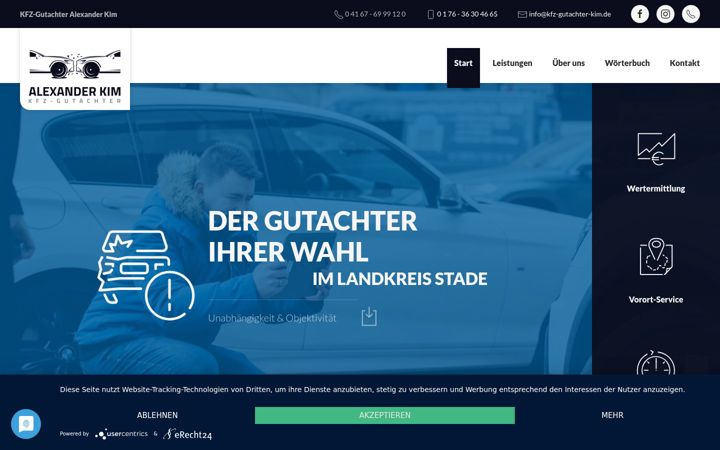Screenshot of kfz-gutachter-kim.de