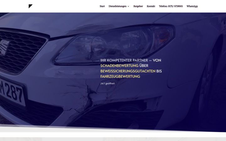 Screenshot of kfz-gutachterzentrale-lange.de