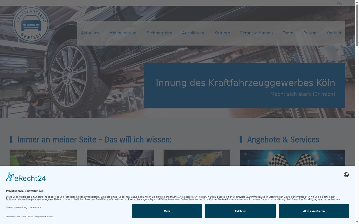 Screenshot des Einwilligungsbanners vor jeglicher Interaktion