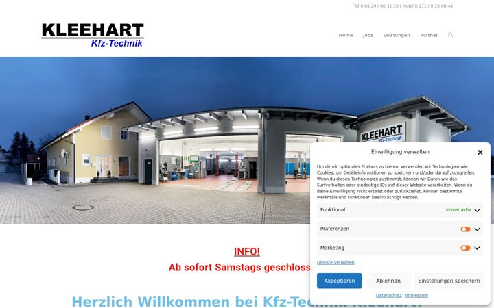 Screenshot of kfz-kleehart.de