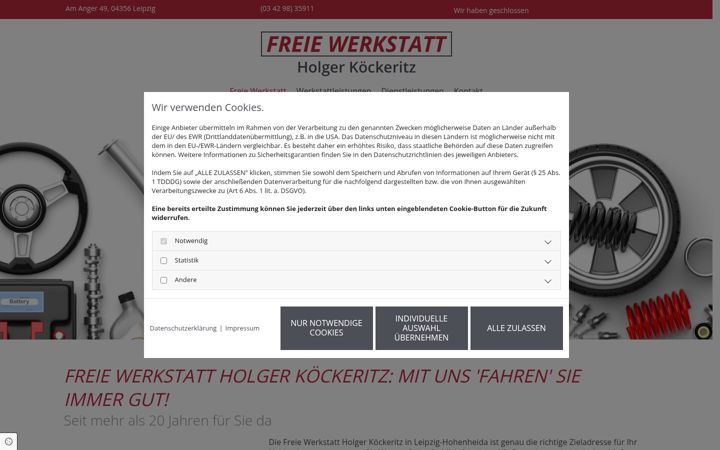 Screenshot of kfz-koeckeritz.de