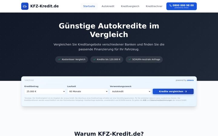 Screenshot of kfz-kredit.de