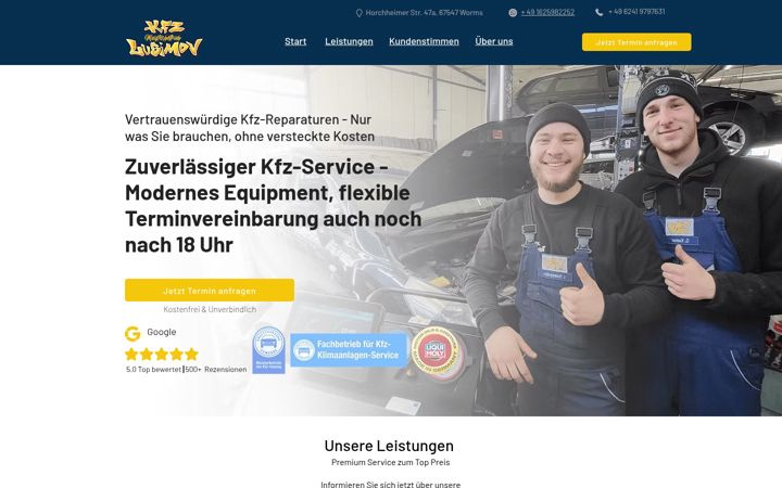 Screenshot of kfz-lubimov.de