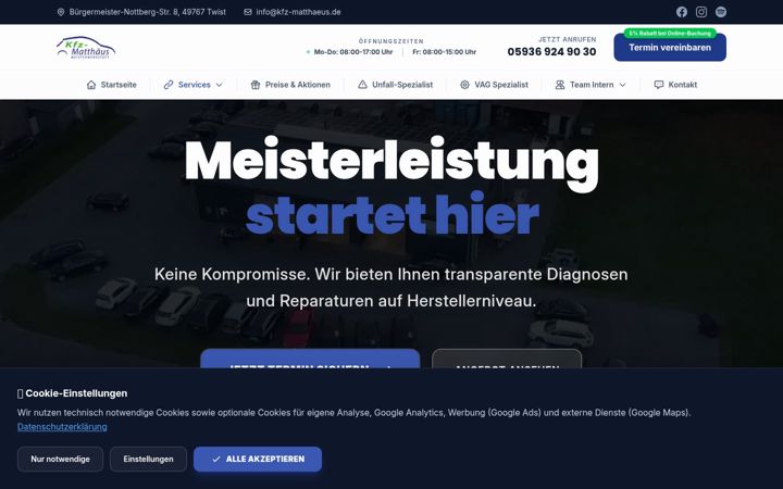 Screenshot of kfz-matthaeus.de