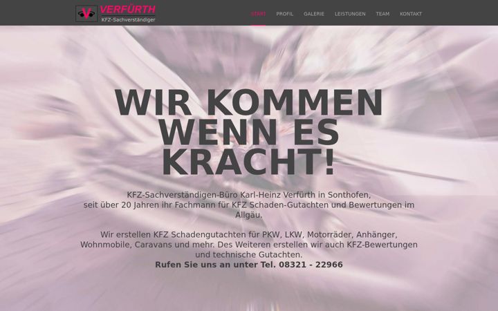 Screenshot of kfz-sachverstaendiger-verfuerth.de