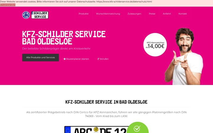 Screenshot of kfz-schilderservice.de