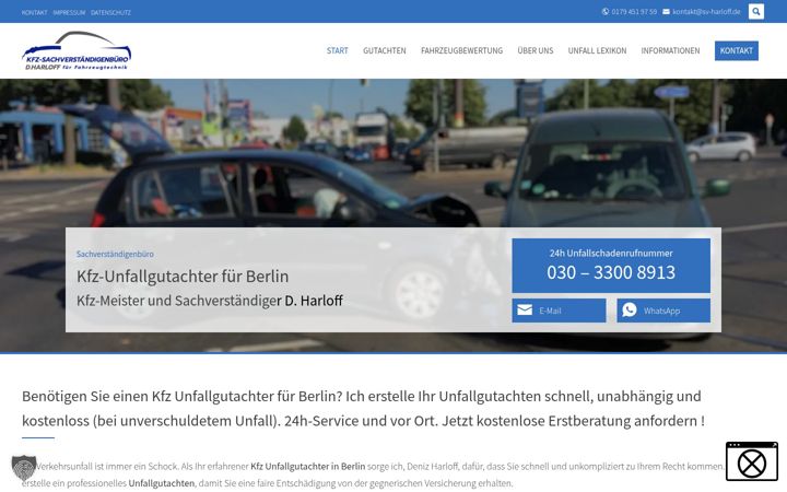 Snimka zaslona za kfz-unfallgutachten.berlin
