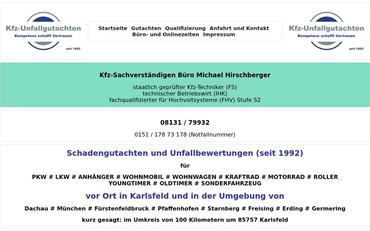 Screenshot of kfz-unfallgutachten.com