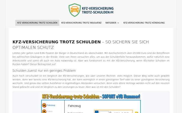 Screenshot of kfz-versicherung-trotz-schulden.de