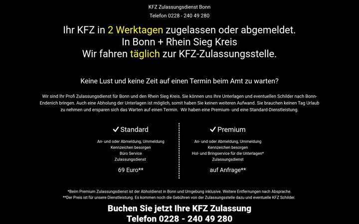 Screenshot of kfz-zulassungsdienst-bonn.de