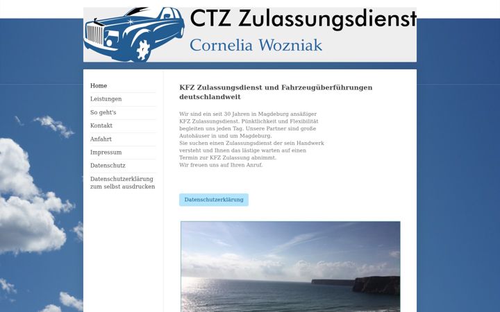Screenshot of kfz-zulassungsdienst-wozniak.de