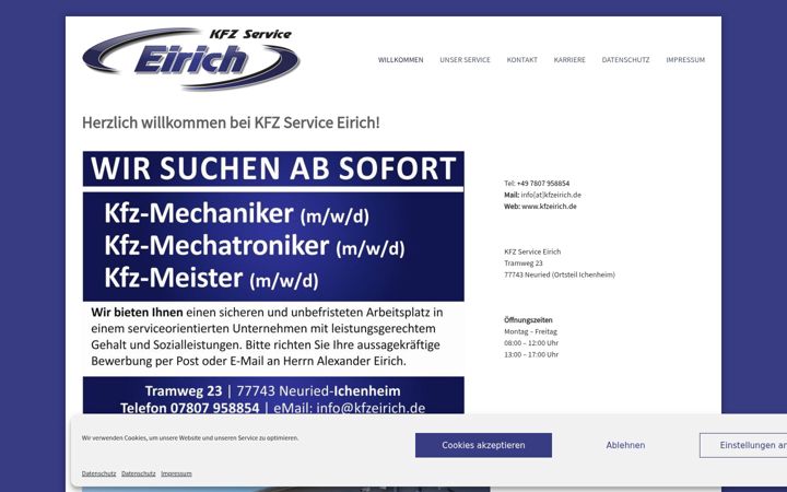 Screenshot of kfzeirich.de
