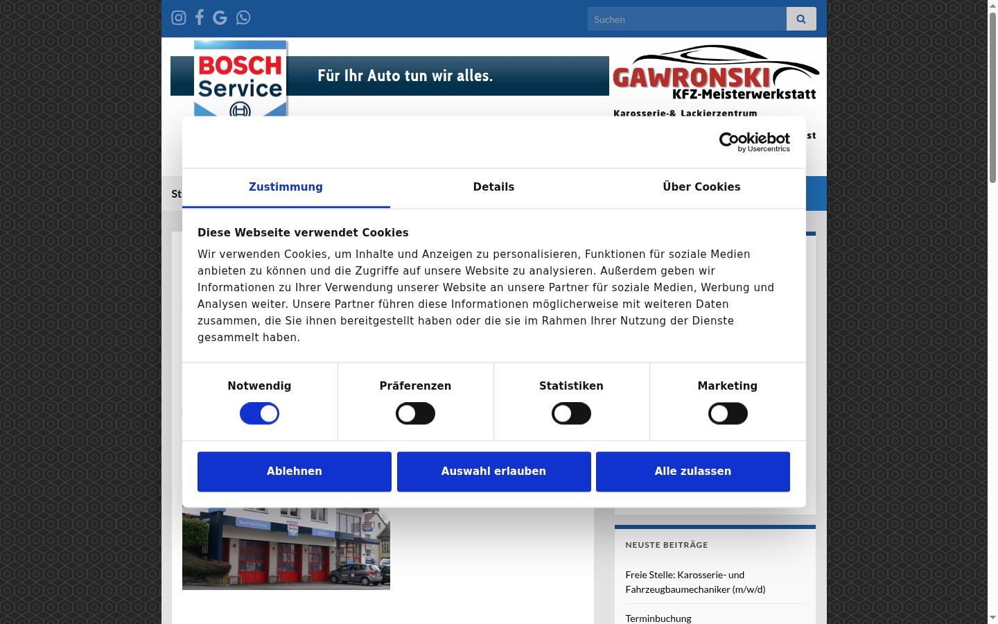 Screenshot of the consent banner shown before any interaction