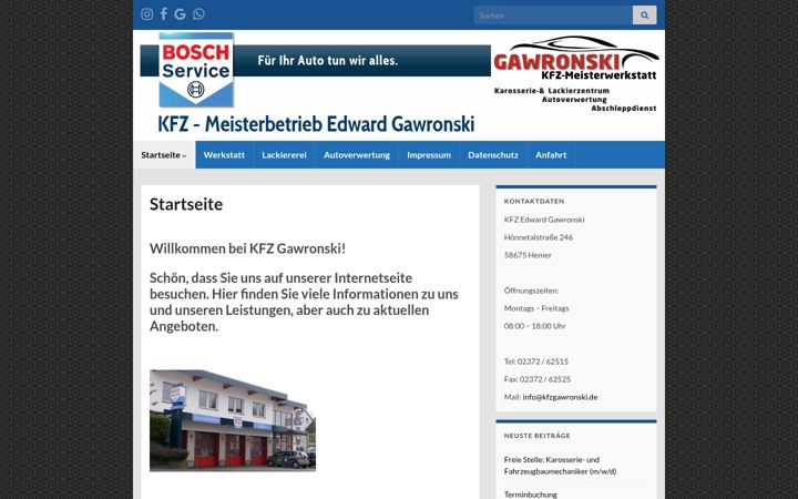 Screenshot of kfzgawronski.de