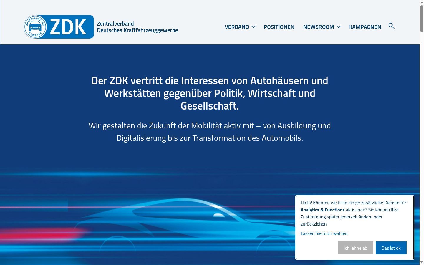Screenshot of the consent banner shown before any interaction