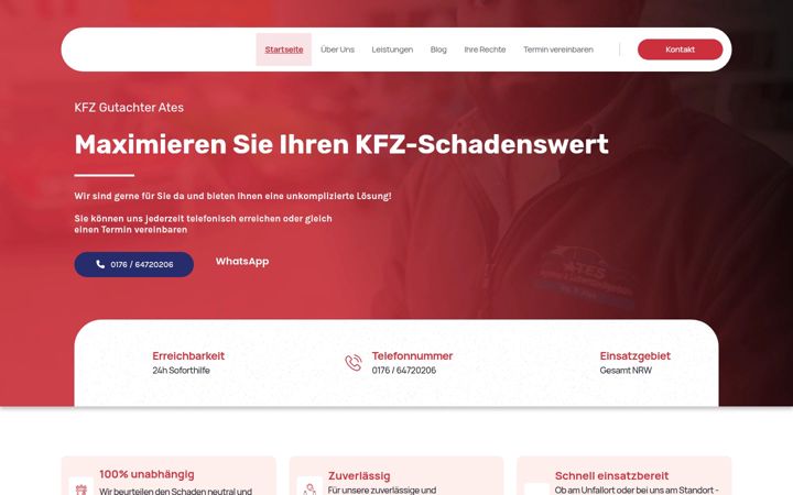 Screenshot of kfzgutachten-ates.de