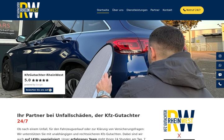 Screenshot di kfzgutachter-rheinwest.de